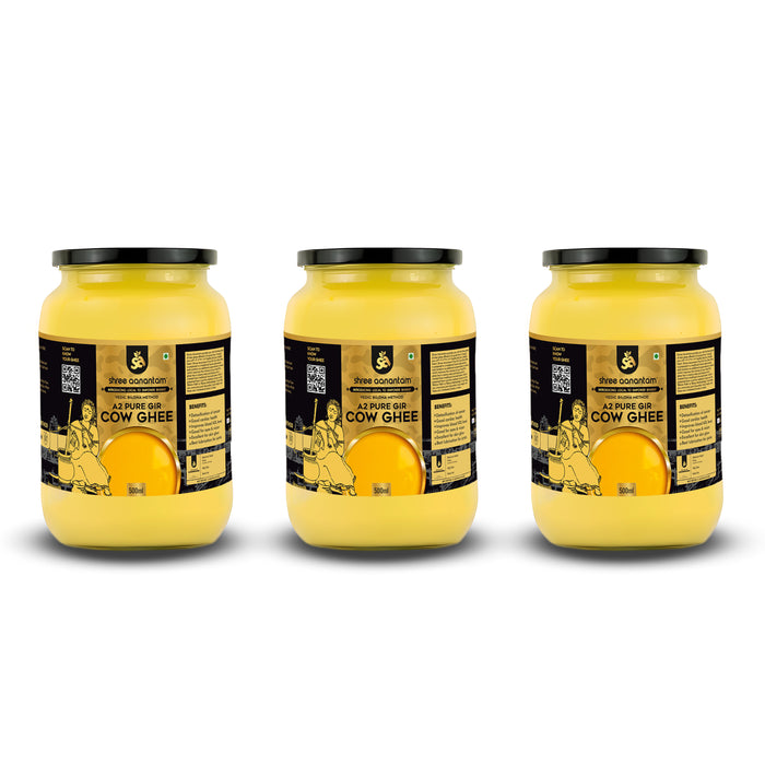 A2 Gir Cow Desi Ghee | Made with Vedic Bilona Method | Hand churned | Pure, Healthy and Natural | Grass Fed Cows | Glass Jar