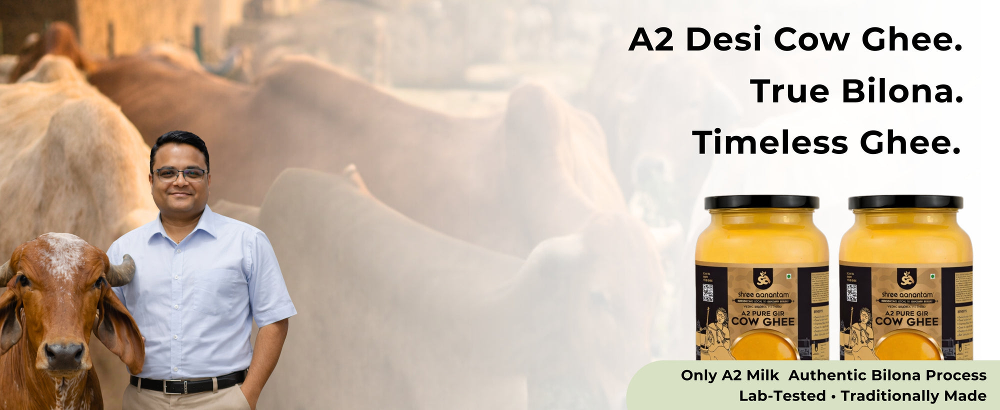 A2 Gir Cow Desi Ghee | Made with Vedic Bilona Method | Hand churned | Pure, Healthy and Natural | Grass Fed Cows | Glass Jar - Premium Image 1