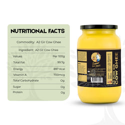A2 Gir Cow Desi Ghee | Made with Vedic Bilona Method | Hand churned | Pure, Healthy and Natural | Grass Fed Cows | Glass Jar