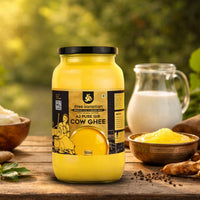 A2 Gir Cow Desi Ghee | Made with Vedic Bilona Method | Hand churned | Pure, Healthy and Natural | Grass Fed Cows | Glass Jar
