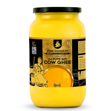 A2 Gir Cow Desi Ghee | Made with Vedic Bilona Method | Hand churned | Pure, Healthy and Natural | Grass Fed Cows | Glass Jar