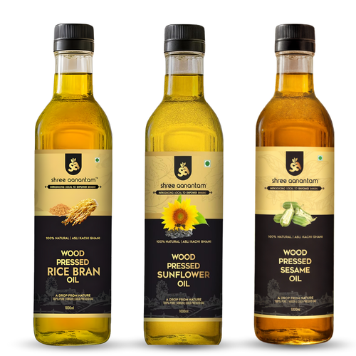 Premium Cooking Oil Trio – Cold Pressed Cooking Oil Rice Bran, Sunflower & Sesame Oil (1L Each)